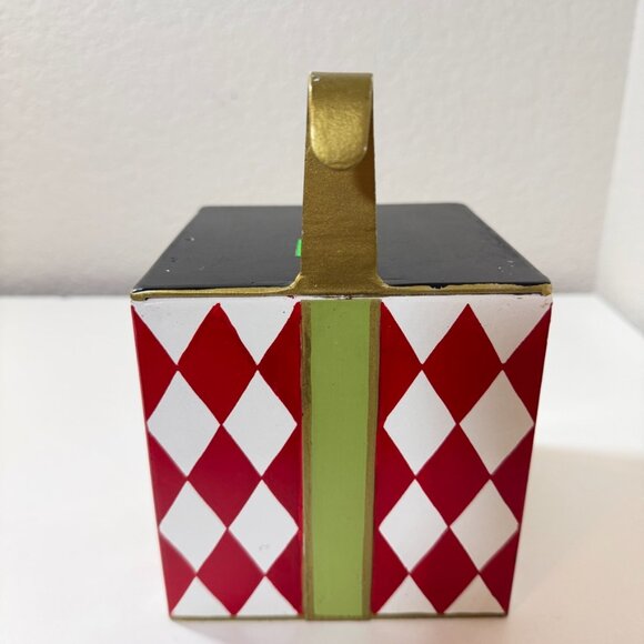 BALLARD DESIGNS Gift Box Stocking Hanger Harlequin Metal Bow Box RARE RETIRED! - Picture 11 of 15